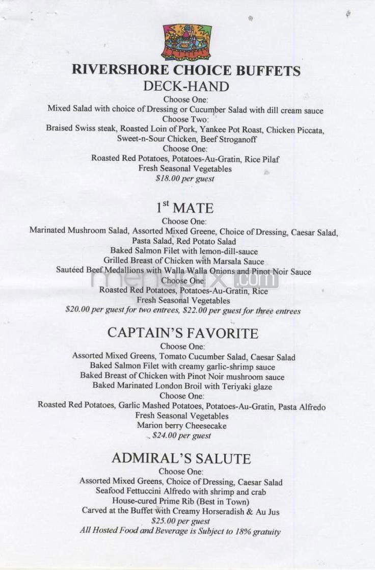 Rivershore Bar & Grill - Oregon City, OR menu_pic