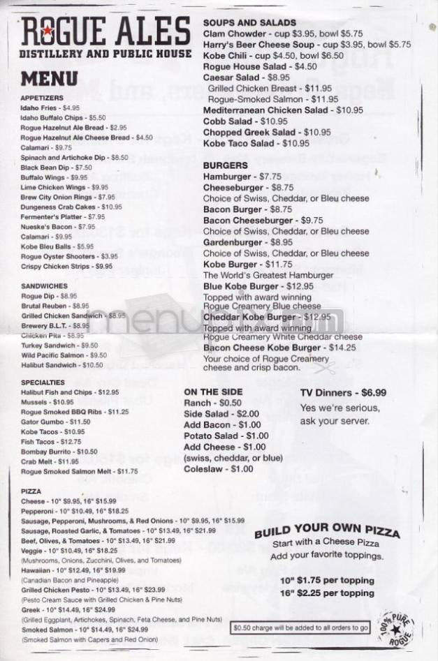 Rogue Ales Distillery and Public House - Portland, OR menu_pic