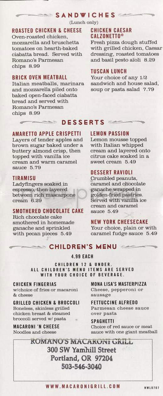 /4326178/Romanos-Macaroni-Grill-The-Menu-Woodlands-TX - The Woodlands, TX