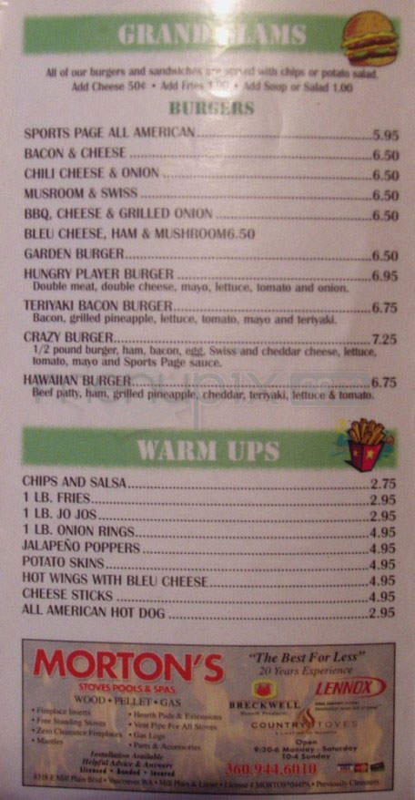 Ron's Sports Page - Vancouver, WA menu_pic