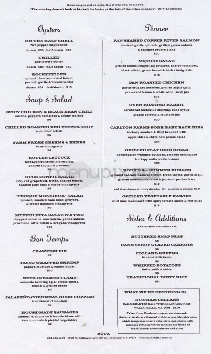 Roux - Portland, OR menu_pic