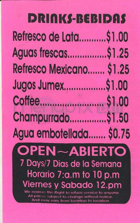 Salvador's Bakery IV - Tigard, OR menu_pic