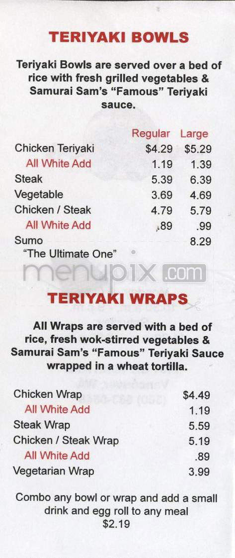 /380034046/Samurai-Sams-Teriyaki-Grill-Menu-Phoenix-AZ - Phoenix, AZ