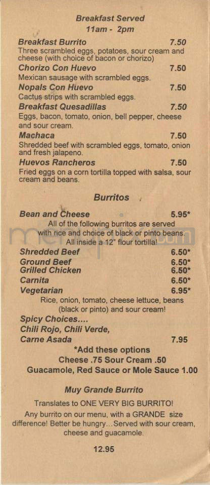 Sandoval's Cafe & Cantina - Portland, OR menu_pic