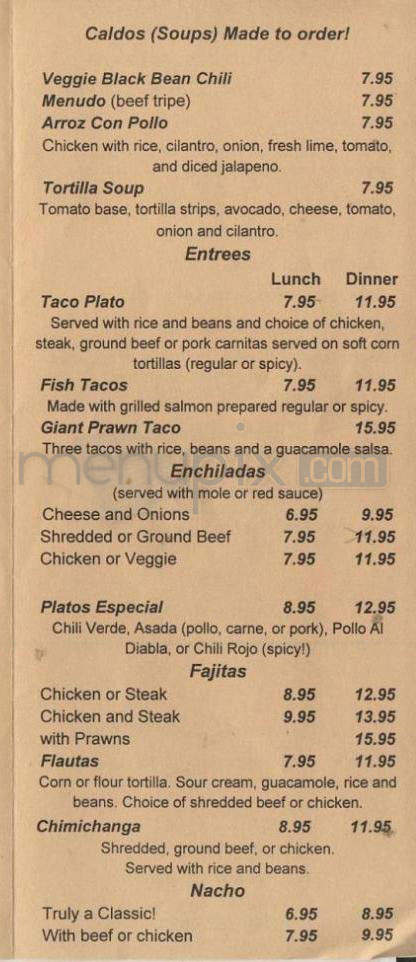 Sandoval's Cafe & Cantina - Portland, OR menu_pic