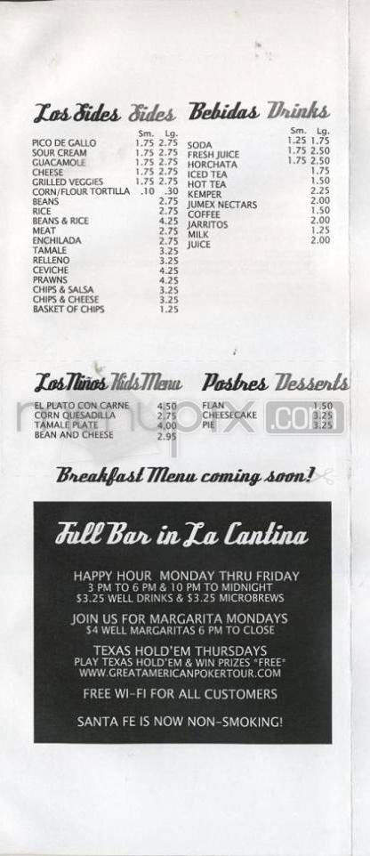 Santa Fe Taqueria - Portland, OR menu_pic