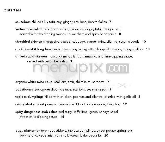 Saucebox Cafe & Bar - Portland, OR menu_pic