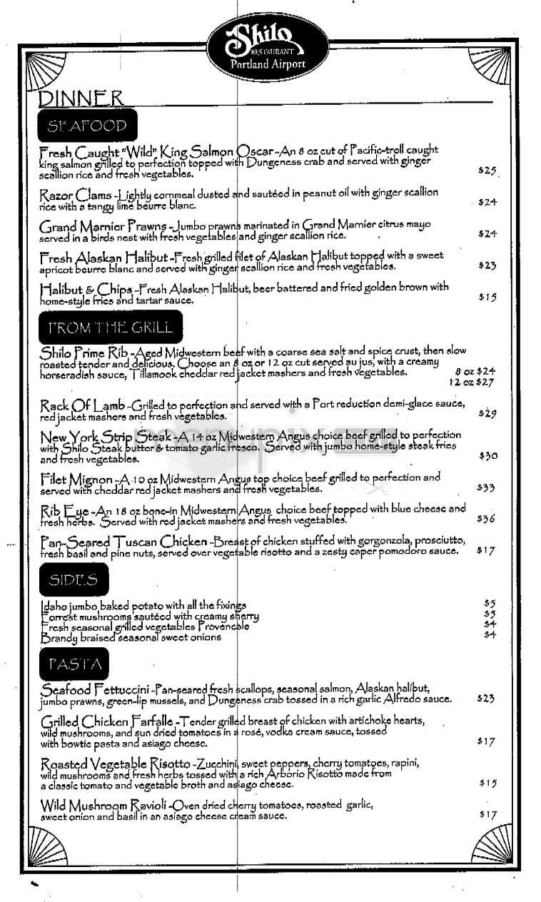 Shilo Suites Restaurant - Portland, OR menu_pic