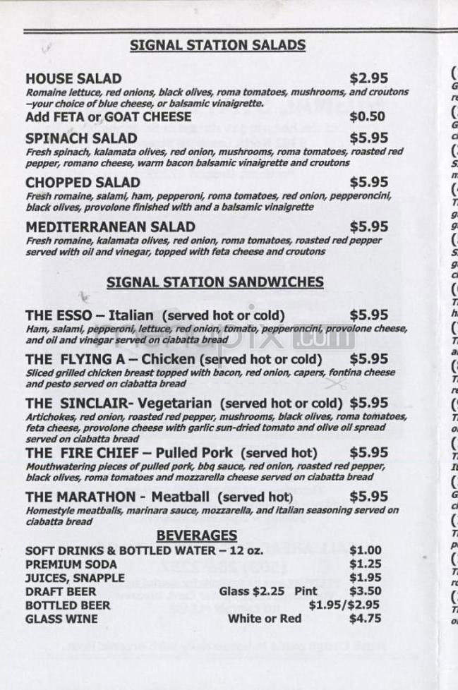 Signal Station Pizza - Portland, OR menu_pic