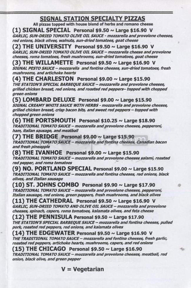 Signal Station Pizza - Portland, OR menu_pic