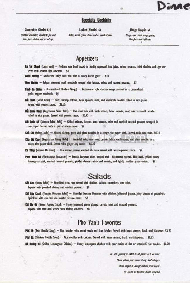 Silk Vietnamese Restaurant - Portland, OR menu_pic