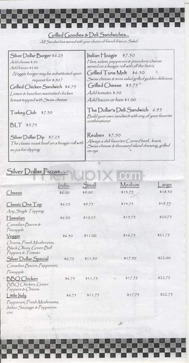 Silver Dollar Pizza II (aka The Dollar) - Portland, OR menu_pic