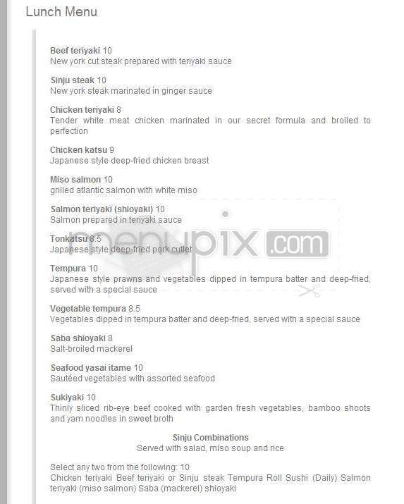 Sinju Japanese Restaurant - Portland, OR menu_pic