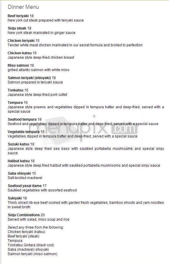 Sinju Japanese Restaurant - Portland, OR menu_pic