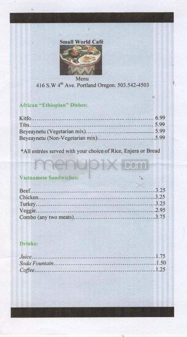 Small World Cafe - Portland, OR menu_pic