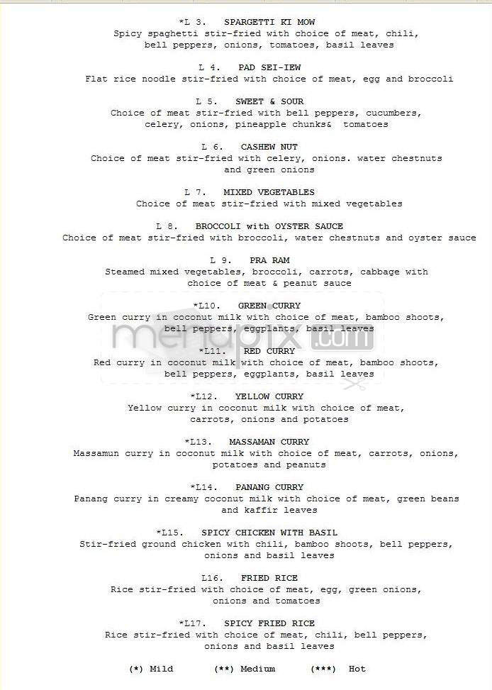 Special Thai Cuisine - Vancouver, WA menu_pic