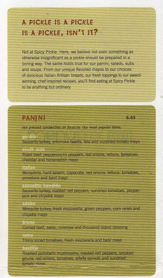 Spicy Pickle - Portland, OR menu_pic