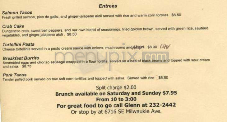 Springwater Grill - Portland, OR menu_pic