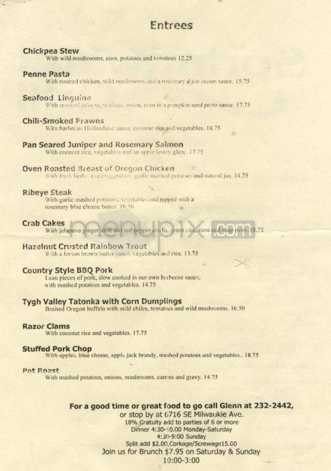 Springwater Grill - Portland, OR menu_pic