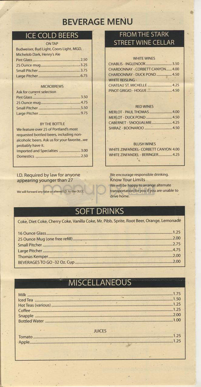 Stark Street Pizza Company - Portland, OR menu_pic