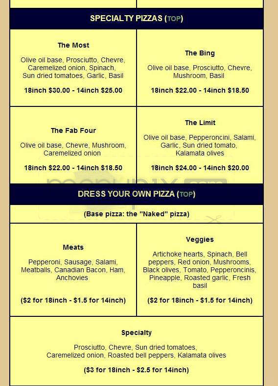 Stark Naked Pizza - Portland, OR menu_pic