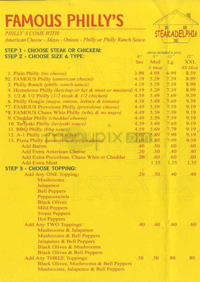 Steakadelphia Famous Philly Cheesesteak's - Portland, OR menu_pic