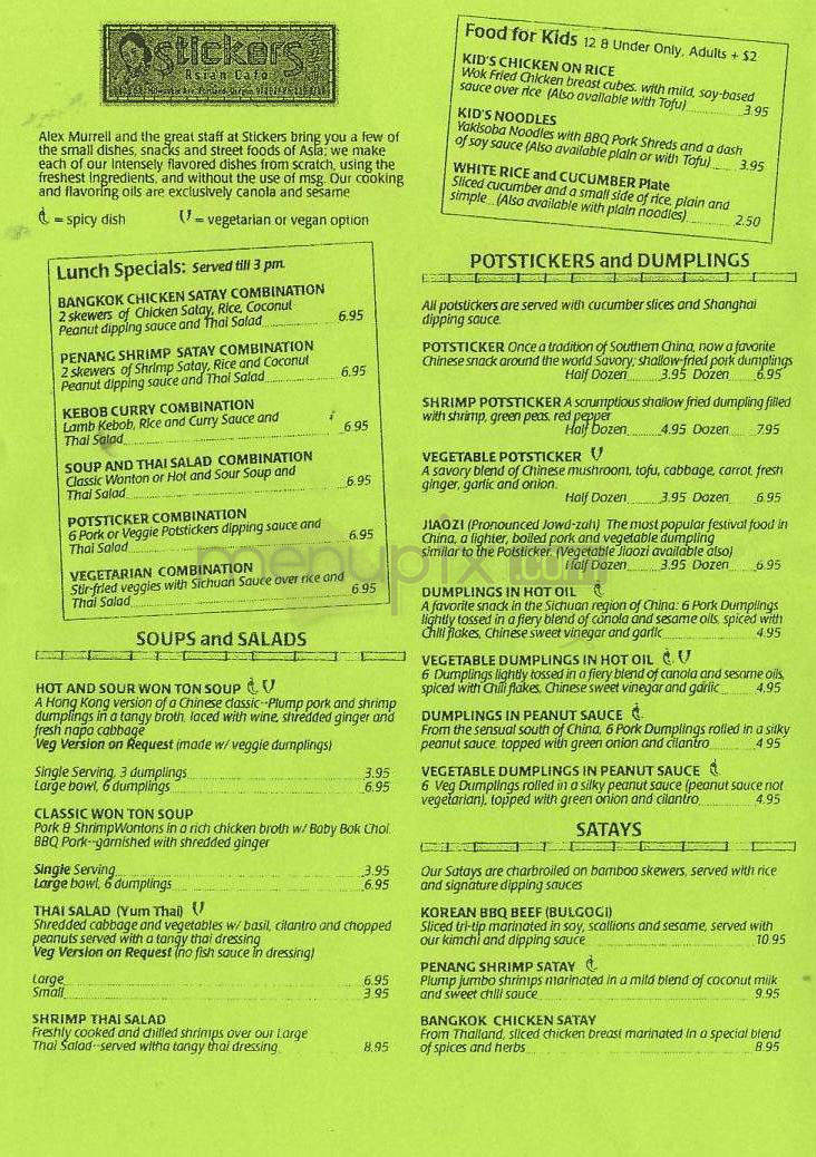 Stickers Asian Cafe - Portland, OR menu_pic