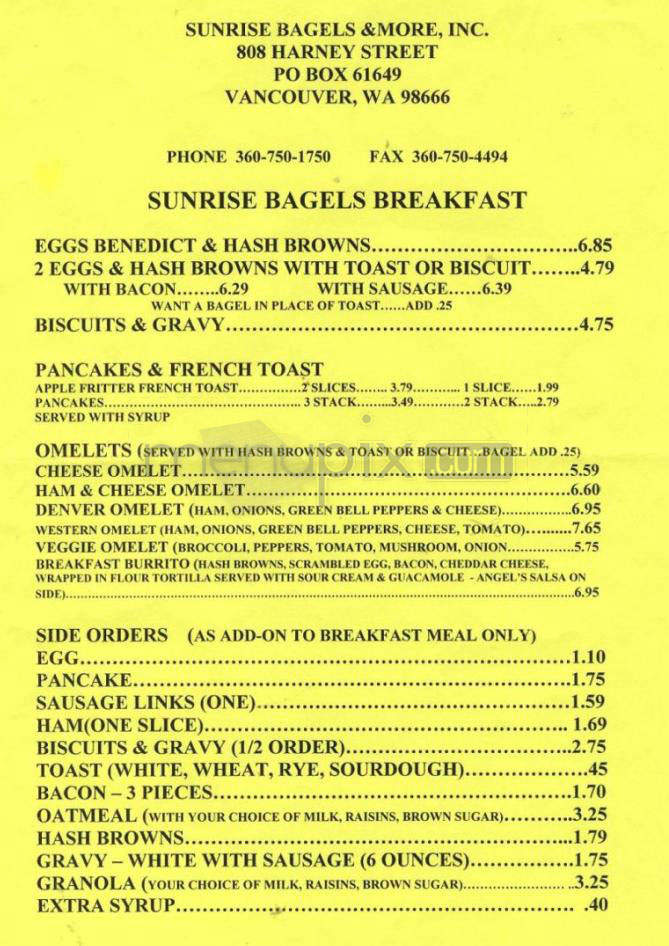 /908143/Sunrise-Bagels-and-More-Vancouver-WA - Vancouver, WA