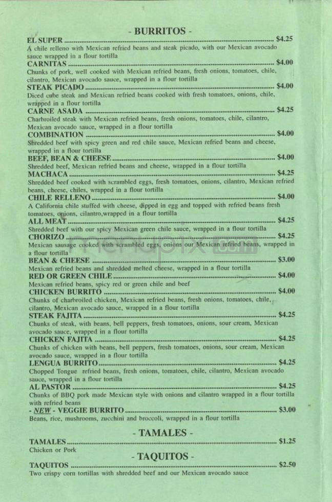 Super Burrito Express - Portland, OR menu_pic