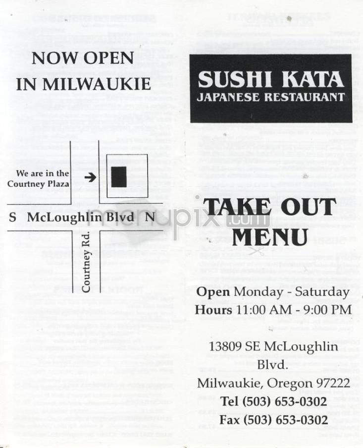 Sushi Kata Japanese Restaurant - Milwaukie, OR menu_pic