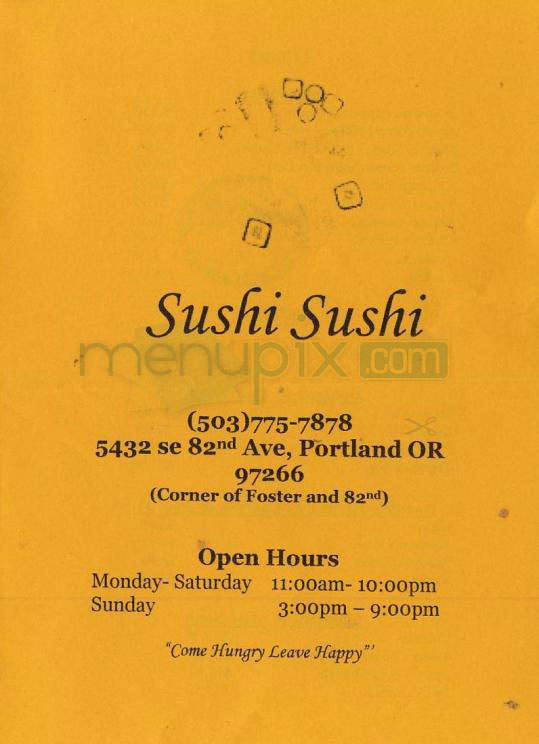 Sushi Sushi - Portland, OR menu_pic