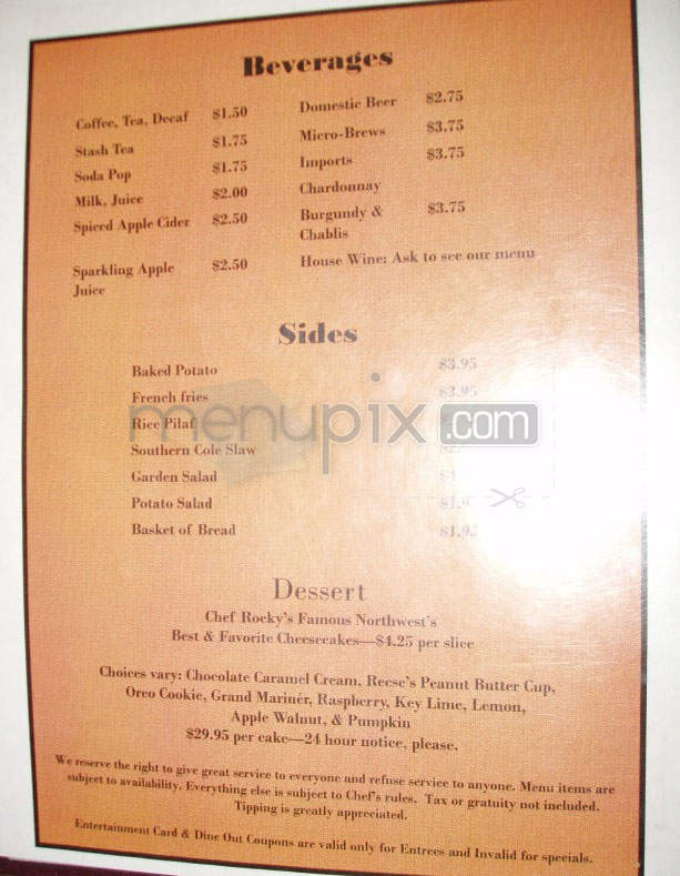 Sweetwater Restaurant & Lounge - Vancouver, WA menu_pic