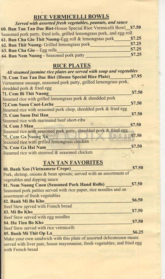 Tan Tan Cafe & Deli - Vancouver, WA menu_pic