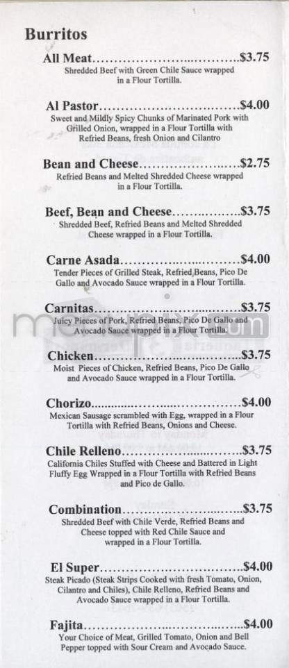 Taqueria Tres Hermanos - Portland, OR menu_pic