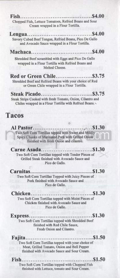 Taqueria Tres Hermanos - Portland, OR menu_pic