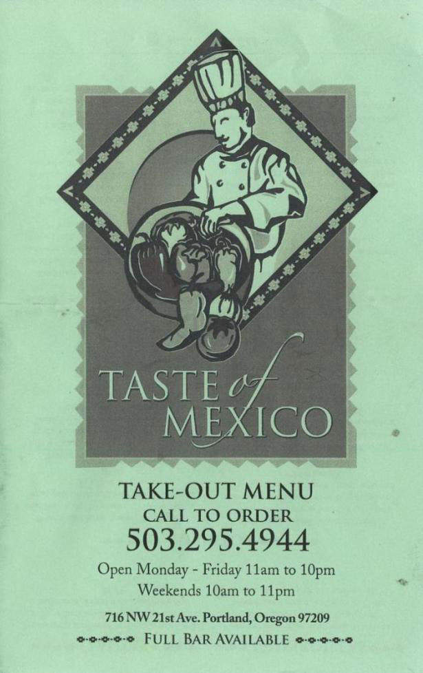 Taste of Mexico - Portland, OR menu_pic
