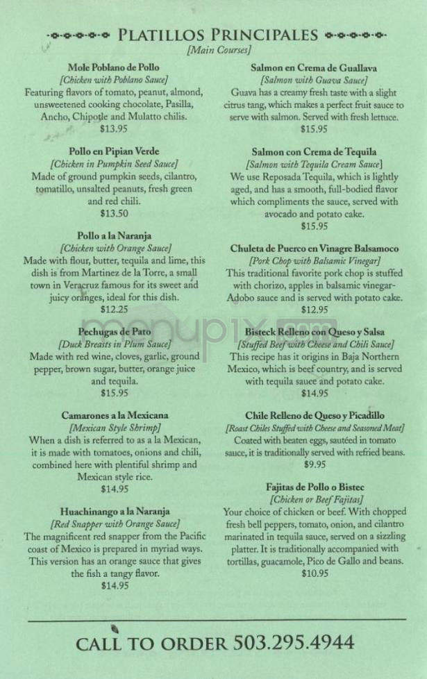 Taste of Mexico - Portland, OR menu_pic