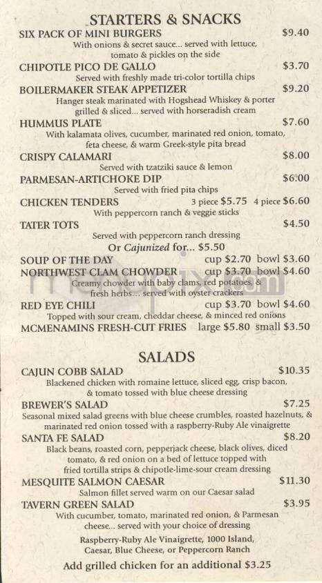 Tavern & Pool - Portland, OR menu_pic