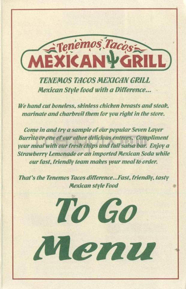 Tenemos Tacos - Tigard, OR menu_pic