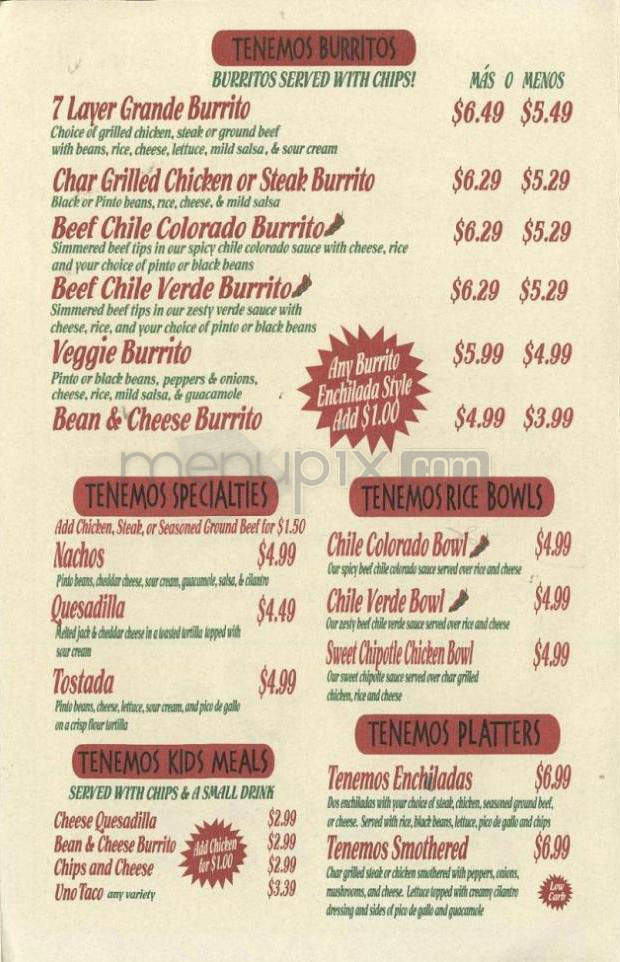 Tenemos Tacos - Tigard, OR menu_pic