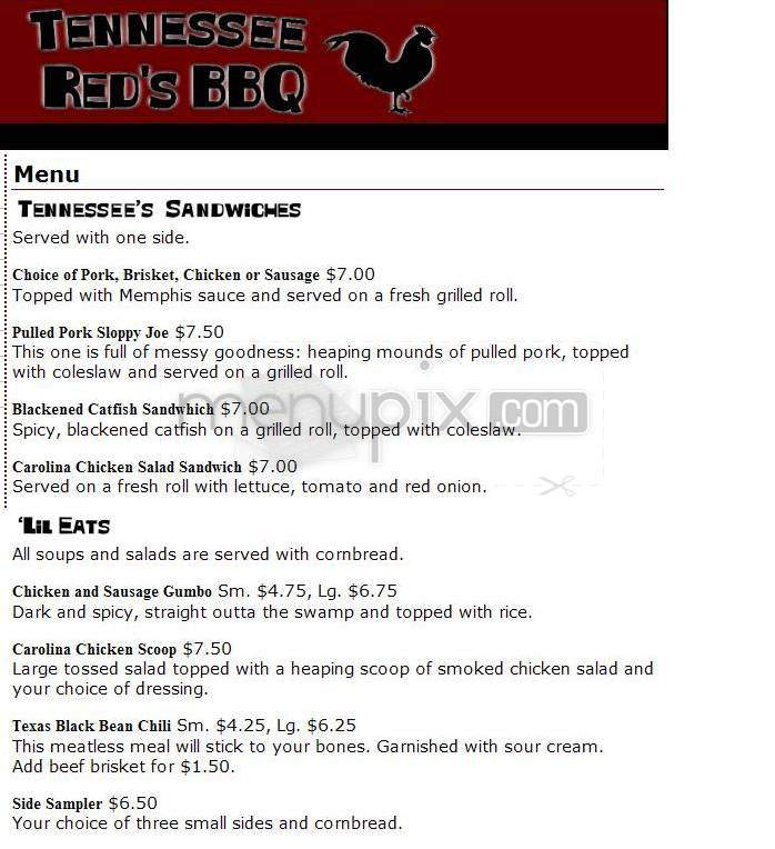 Tennessee Red's Restaurant - Portland, OR menu_pic