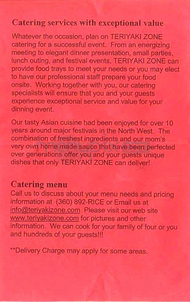 Teryaki Zone - Vancouver, WA menu_pic