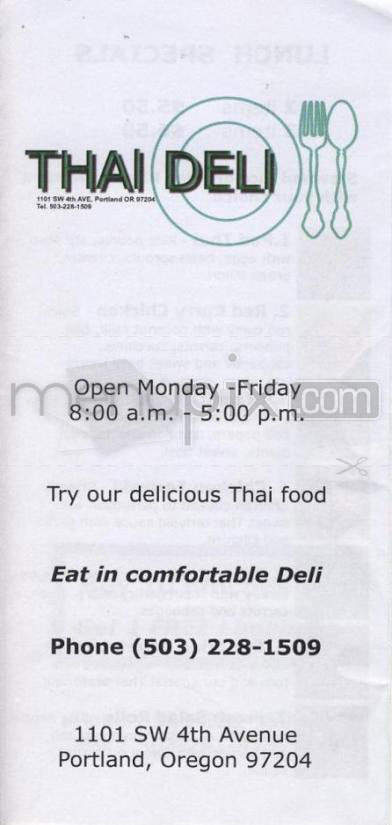 Thai Deli Express - Portland, OR menu_pic