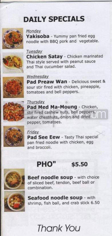 Thai Deli Express - Portland, OR menu_pic