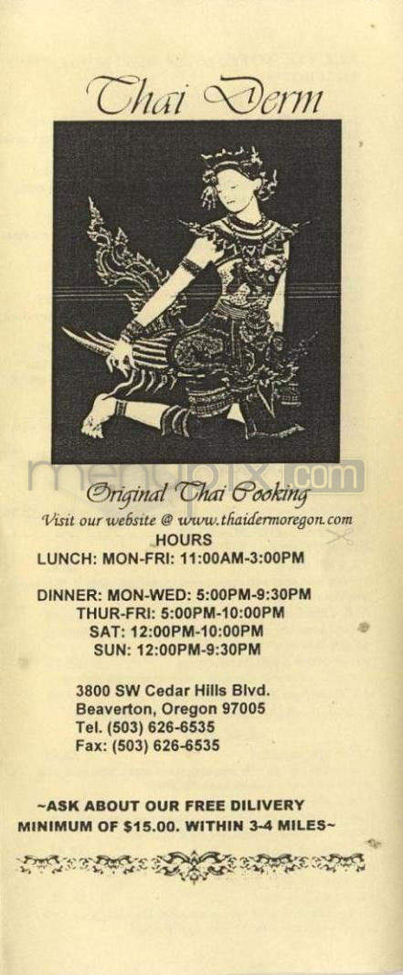 Thai Derm - Beaverton, OR menu_pic