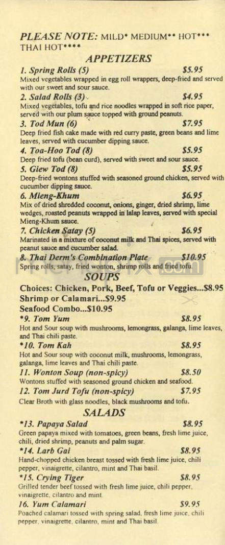 Thai Derm - Beaverton, OR menu_pic