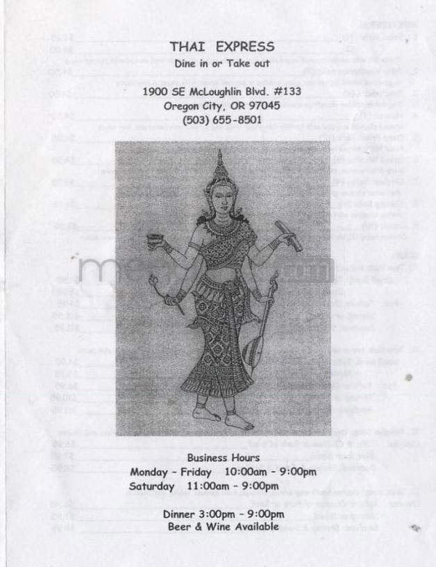 Thai Express - Oregon City, OR menu_pic