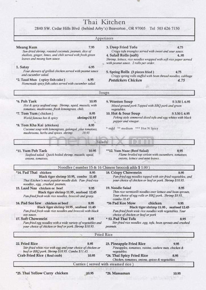 Thai Kitchen - Beaverton, OR menu_pic
