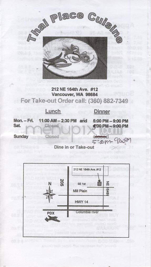 Thai Place Cuisine - Vancouver, WA menu_pic