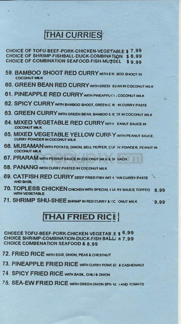 Thai-Thai II - Portland, OR menu_pic